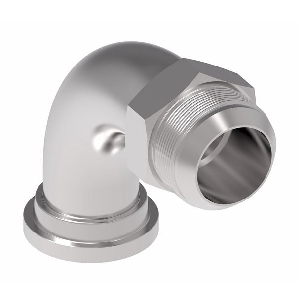 FF5162-2016S Aeroquip by Danfoss | Code 61 Split Flange/37° JIC Flare Long 90° Elbow Adapter | Standard Pressure Series | -20 Code 61 Split Flange x -16 Male 37° JIC Flare | Steel