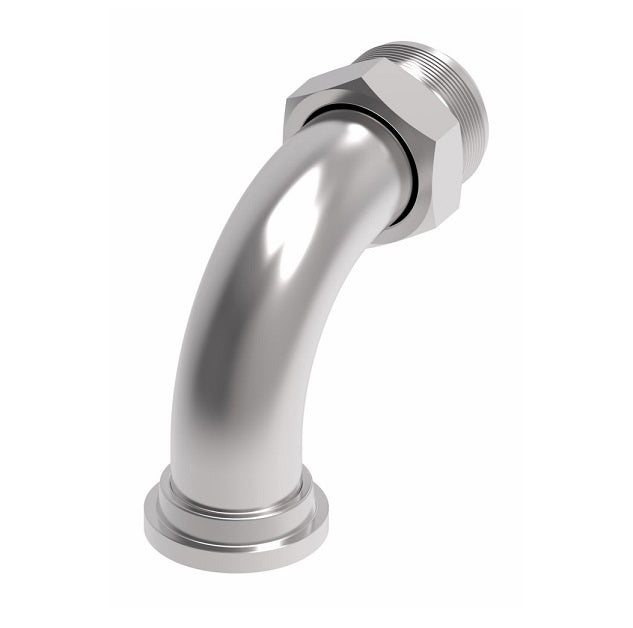FF5162-2016S Aeroquip by Danfoss | Code 61 Split Flange/37° JIC Flare Long 90° Elbow Adapter | Standard Pressure Series | -20 Code 61 Split Flange x -16 Male 37° JIC Flare | Steel