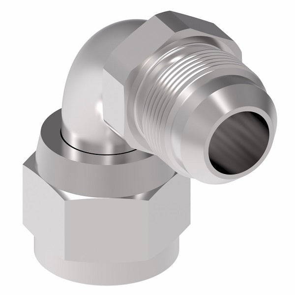 500454-16S Aeroquip by Danfoss | 37° JIC Flare Swivel/37° JIC Flare Short Drop 90° Elbow Adapter | -16 Female 37° JIC Flare Swivel x -16 Male 37° JIC Flare | Steel