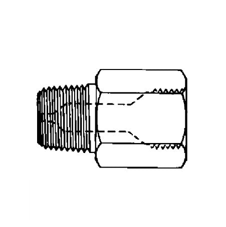 FF1980-031-0404 Aeroquip by Danfoss | Restrictor Male Pipe/Female Pipe Adapter | -04 Male Pipe x -04 Female Pipe | 0.031" Drill Size | Steel