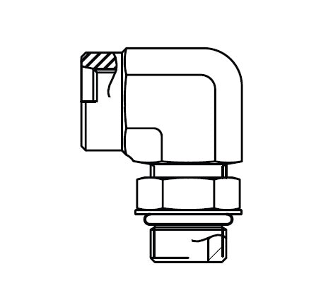 FF2591-0404S Aeroquip by Danfoss | Female SAE O-Ring Boss/Adjustable Male SAE O-Ring Boss (ORB) 90° Elbow Adapter | -04 Female SAE O-Ring Boss x -04 Male SAE O-Ring Boss | Steel