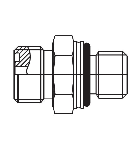 FF2742T1222S Aeroquip by Danfoss | ORS/Male ISO 6149 Boss (S-Series) Adapter | -12 Male O-Ring Face Seal x M22 Male ISO 6149 Boss | Steel