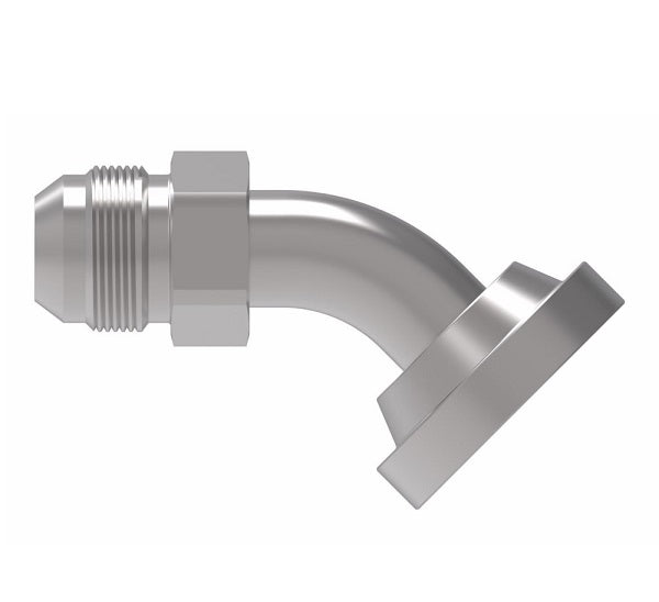 500023-20S Aeroquip by Danfoss | Code 61 Split Flange/37° JIC Flare 45° Elbow Adapter | Standard Pressure Series | -20 Code 61 Split Flange x -20 Male 37° JIC Flare | Steel
