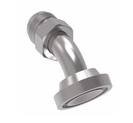 500023-24S Aeroquip by Danfoss | Code 61 Split Flange/37° JIC Flare 45° Elbow Adapter | Standard Pressure Series | -24 Code 61 Split Flange x -24 Male 37° JIC Flare | Steel