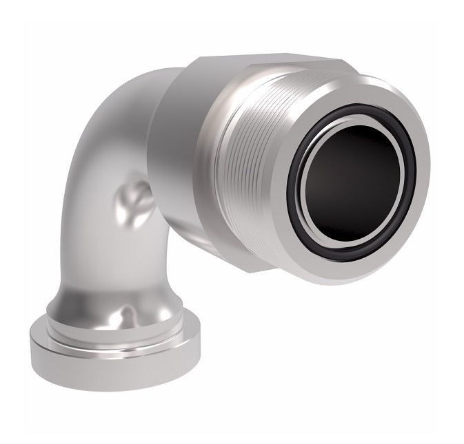 FF5945T2020S Aeroquip by Danfoss | ORS/Code 62 Split Flange 90° Elbow Adapter | -20 Male SAE O-Ring Face Seal x -20 Code 62 Split Flange | Steel