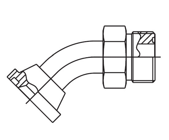 FF6001T1216S Aeroquip by Danfoss | ORS/Code 61 Split Flange 45° Elbow Adapter | -12 Male SAE O-Ring Face Seal x -16 Code 61 Split Flange | Steel