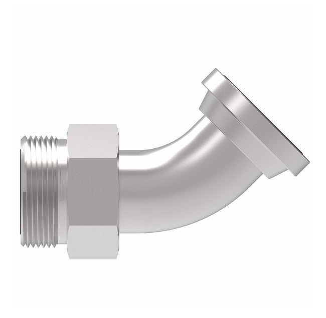 FF6002T1212S Aeroquip by Danfoss | ORS/Code 62 Split Flange 45° Elbow Adapter | -12 Male SAE O-Ring Face Seal x -12 Code 62 Split Flange | Steel
