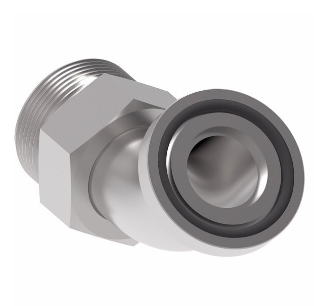 FF6002T1212S Aeroquip by Danfoss | ORS/Code 62 Split Flange 45° Elbow Adapter | -12 Male SAE O-Ring Face Seal x -12 Code 62 Split Flange | Steel