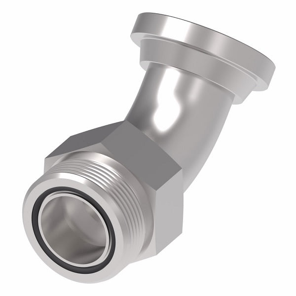 FF6002T1212S Aeroquip by Danfoss | ORS/Code 62 Split Flange 45° Elbow Adapter | -12 Male SAE O-Ring Face Seal x -12 Code 62 Split Flange | Steel