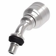 1A6MCA6 Aeroquip by Danfoss | Male STC (Snap to Connect) Hose End (MCA) 45° Elbow | TTC Crimp Fitting | -06 Male STC x -06 Hose Barb | Steel