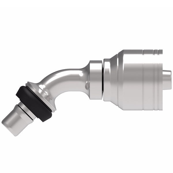 1A16MCA16 Aeroquip by Danfoss | Male STC (Snap to Connect) Hose End (MCA) 45° Elbow | TTC Crimp Fitting | -16 Male STC x -16 Hose Barb | Steel