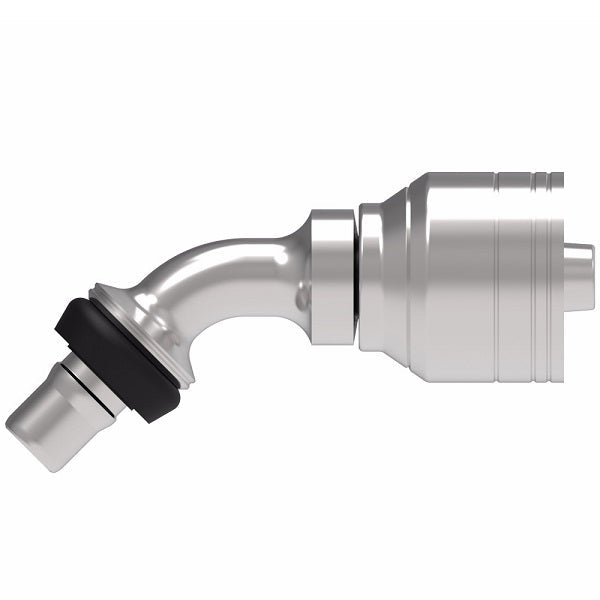 1A6MCA6 Aeroquip by Danfoss | Male STC (Snap to Connect) Hose End (MCA) 45° Elbow | TTC Crimp Fitting | -06 Male STC x -06 Hose Barb | Steel