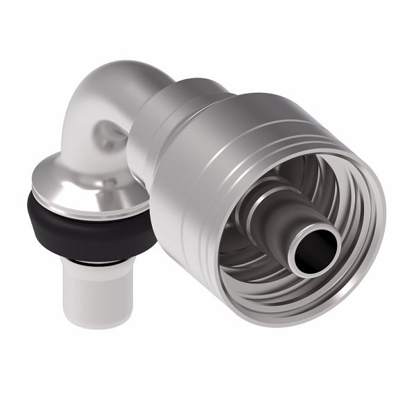 1A12MCB12 Aeroquip by Danfoss | Male STC (Snap to Connect) Hose End (MCB) 90° Elbow | TTC Crimp Fitting | -12 Male STC x -12 Hose Barb | Steel
