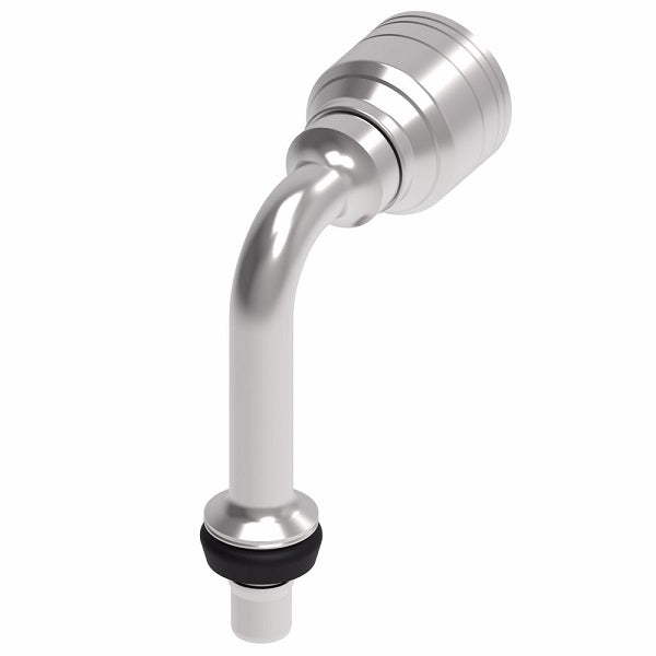 1A6MCC6 Aeroquip by Danfoss | Male STC (Snap to Connect) Hose End (MCC) Long Drop 90° Elbow | TTC Crimp Fitting | -06 Male STC x -06 Hose Barb | Steel