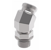 FF3038-0606S Aeroquip by Danfoss | Male SAE ORB to Female STC (Snap to Connect) 45° Elbow Adapter (FF) | -06 Male SAE O-Ring Boss x -06 Female STC | Steel