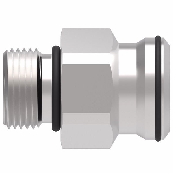 FF3042-1212S Aeroquip by Danfoss | Male SAE ORB to Female STC (Snap to Connect) Adapter (FF) | -12 Male SAE O-Ring Boss x -12 Female STC | Steel