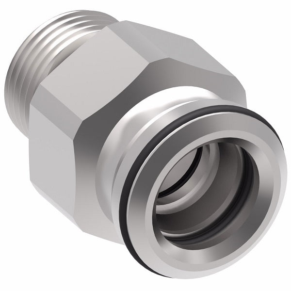FF3042-1012S Aeroquip by Danfoss | Male SAE ORB to Female STC (Snap to Connect) Adapter (FF) | -10 Male SAE O-Ring Boss x -12 Female STC | Steel