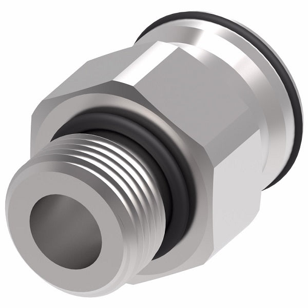 FF3042-0506S Aeroquip by Danfoss | Male SAE ORB to Female STC (Snap to Connect) Adapter (FF) | -05 Male SAE O-Ring Boss x -06 Female STC | Steel