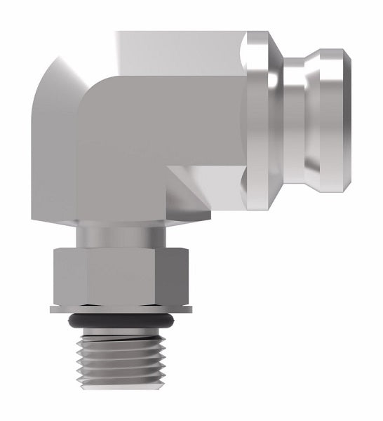 FF3046-0406S Aeroquip by Danfoss | Male SAE ORB to Female STC (Snap to Connect) 90° Elbow Adapter (FF) | -04 Male SAE O-Ring Boss x -06 Female STC | Steel