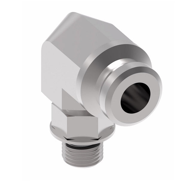 FF3046-1212S Aeroquip by Danfoss | Male SAE ORB to Female STC (Snap to Connect) 90° Elbow Adapter (FF) | -12 Male SAE O-Ring Boss x -12 Female STC | Steel