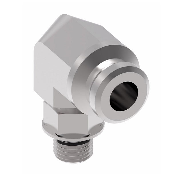 FF3056-1212S Aeroquip by Danfoss | Male NPTF to Female STC (Snap to Connect) Adapter (FF) 90° Elbow | -12 Male NPTF x -12 Female STC | Steel