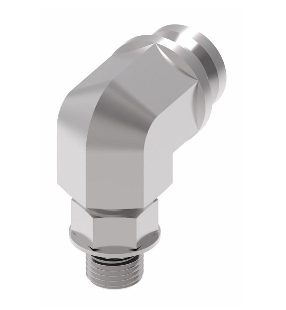 FF3056-0608S Aeroquip by Danfoss | Male NPTF to Female STC (Snap to Connect) Adapter (FF) 90° Elbow | -06 Male NPTF x -08 Female STC | Steel