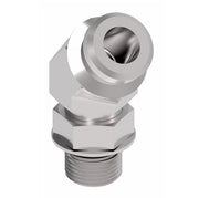 FF3065-1808S Aeroquip by Danfoss | Male ISO 6149 ORB (S-Series) to Female STC (Snap to Connect) 45° Elbow Adapter (FF) | M18 Male Metric O-Ring Boss x -08 Female STC | Steel
