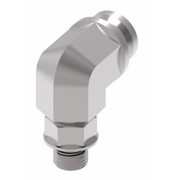 FF3067-1406S Aeroquip by Danfoss | Male ISO 6149 ORB (S-Series) to Female STC (Snap to Connect) 90° Elbow Adapter (FF) | M14 Male Metric O-Ring Boss x -06 Female STC | Steel