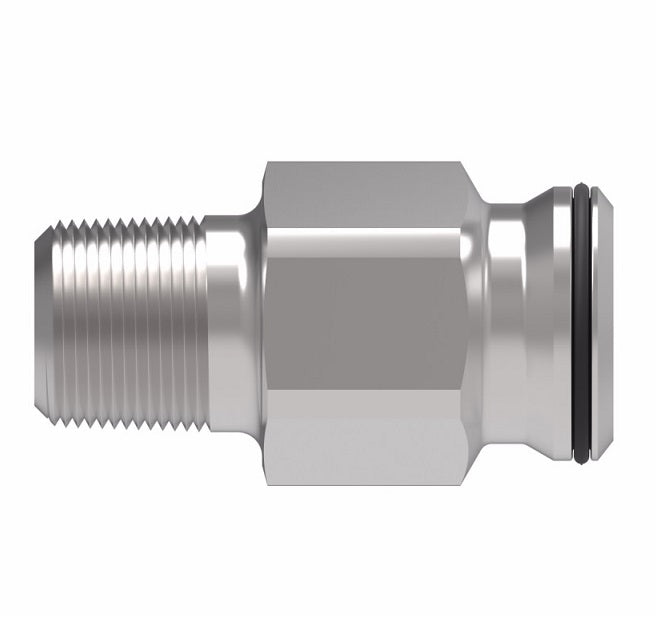FF3089-0606S Aeroquip by Danfoss | Male NPTF to Female STC (Snap to Connect) Adapter (FF) | -06 Male NPTF x -06 Female STC | Steel