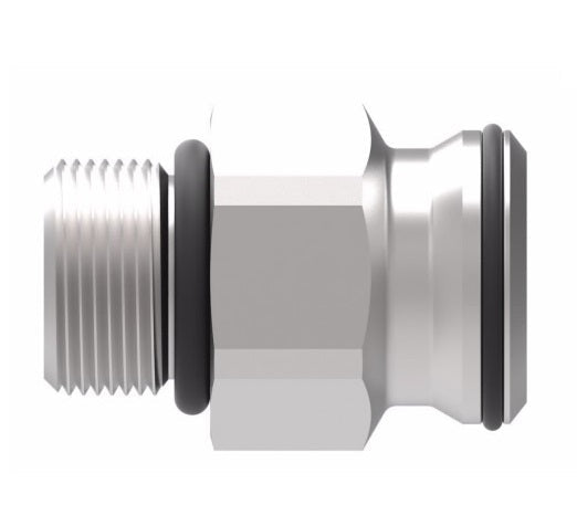 FF3284-1808S Aeroquip by Danfoss | Male Metric O-Ring Boss DIN 3852 to Female STC (Snap to Connect) Adapter (FF) | M18 Male Metric O-Ring Boss x -08 Female STC | Steel