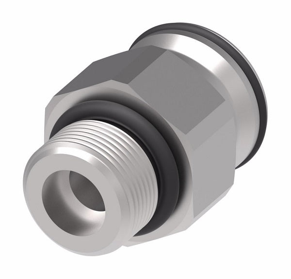 FF3284-2612S Aeroquip by Danfoss | Male Metric O-Ring Boss DIN 3852 to Female STC (Snap to Connect) Adapter (FF) | M26 Male Metric O-Ring Boss x -12 Female STC | Steel