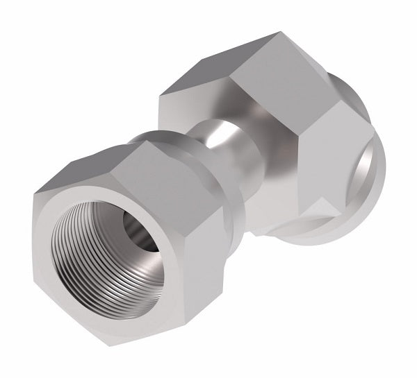 FF3362-0606S Aeroquip by Danfoss | Female ORS to Female STC (Snap to Connect) 45° Elbow Adapter (FF) | -06 Female O-Ring Face Seal x -06 Female STC | Steel