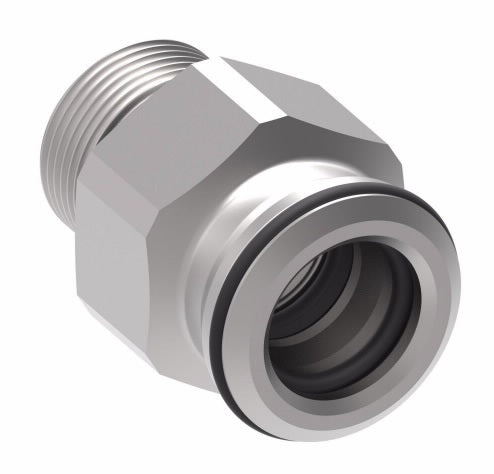 FF3509-0406S Aeroquip by Danfoss | Male BSPP (Special JIS) to Female STC (Snap to Connect) Adapter (FF) | -04 Male BSPP x -06 Female STC | Steel