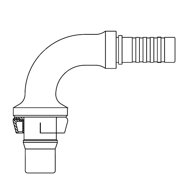 FJ2036-0606S Aeroquip by Danfoss | Nipple Assembly Male STC (Snap to Connect) Hose End (FJ) 90° Elbow | For PTFE Hose | -06 Male STC x -06 Hose Barb | Steel