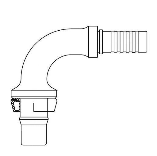 FJ2036-1212S Aeroquip by Danfoss | Nipple Assembly Male STC (Snap to Connect) Hose End (FJ) 90° Elbow | For PTFE Hose | -12 Male STC x -12 Hose Barb | Steel