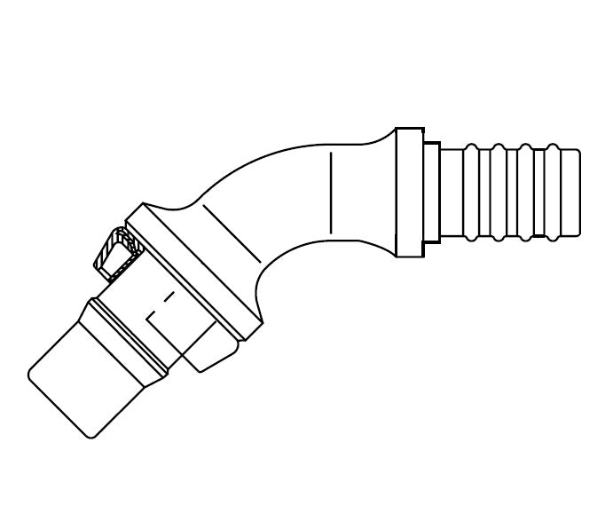 FJ4822-1212S Aeroquip by Danfoss | Nipple Assembly Male STC (Snap to Connect) Hose End (FJ) 45° Elbow | for FC699 Hose | -12 Male STC x -12 Hose Barb | Steel