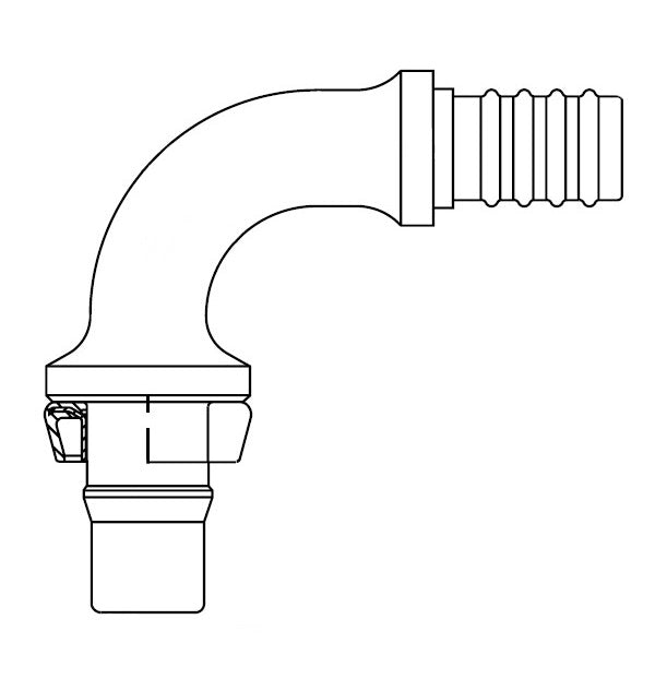 FJ4824-0808S Aeroquip by Danfoss | Nipple Assembly Male STC (Snap to Connect) Hose End (FJ) 90° Elbow | for FC699 Hose | -08 Male STC x -08 Hose Barb | Steel