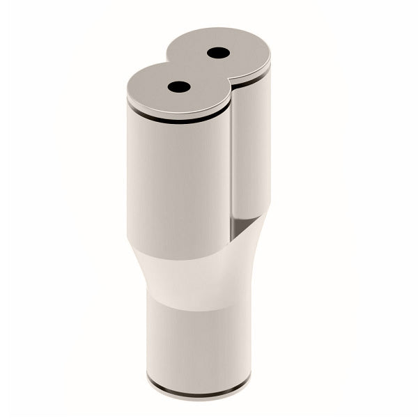 1107X2 by Danfoss | Push to Connect Adapter | Union Y | 1/8" Tube OD x 1/8" Tube OD x 1/8" Tube OD | Nickel Plated Brass