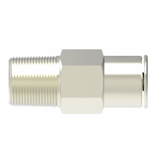 1168X4X6 by Danfoss | Push to Connect Adapter | Male Connector | 1/4" Tube OD x 3/8" Male Pipe | Nickel Plated Brass