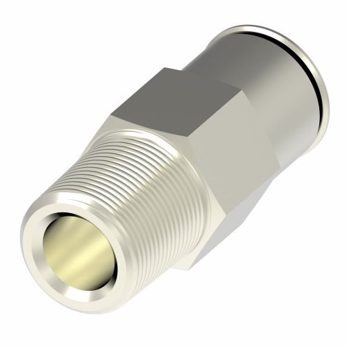 1168X2X4 by Danfoss | Push to Connect Adapter | Male Connector | 1/8" Tube OD x 1/4" Male Pipe | Nickel Plated Brass