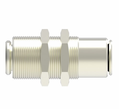 1174X6 by Danfoss | Push to Connect Adapter | Bulkhead Union | 3/8" Tube OD x 3/8" Tube OD | Nickel Plated Brass