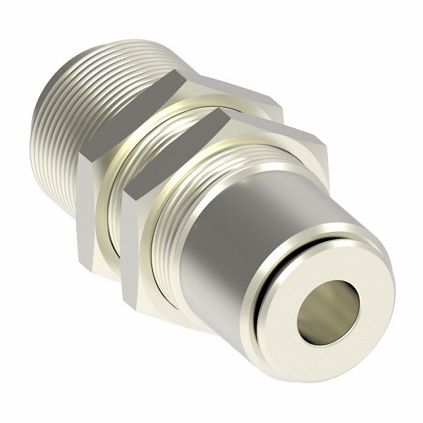 1174X6 by Danfoss | Push to Connect Adapter | Bulkhead Union | 3/8" Tube OD x 3/8" Tube OD | Nickel Plated Brass