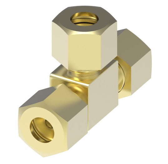 1264X6 by Danfoss | Polyline Flareless Adapter | Union Tee | 3/8" Tube OD x 3/8" Tube OD x 3/8" Tube OD | Brass