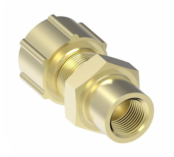 1266X4 by Danfoss | Polyline Flareless Adapter | Female Connector | 1/4" Tube OD x 1/8" Female NPTF | Brass