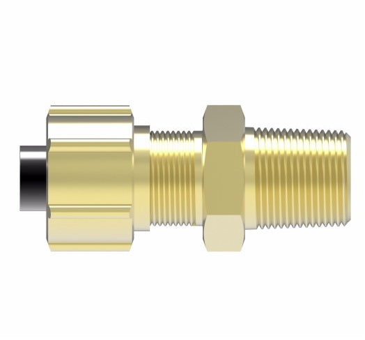 1268X4X4 by Danfoss | Polyline Flareless Adapter | Male Connector | 1/4" Tube OD x 1/4" Male NPTF | Brass