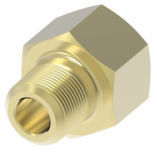 202X6Z by Danfoss | Inverted Flare Male Connector (with Sealant) | 1/4" Male NPTF x 3/8" Female SAE Inverted Flare | Brass