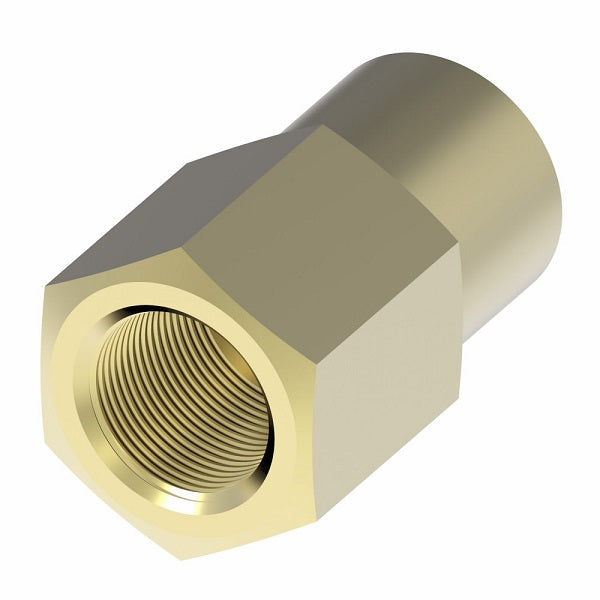 252X5 by Danfoss | Inverted Flare Female Connector | 1/8" Female NPTF x 5/16" Female SAE Inverted Flare | Brass