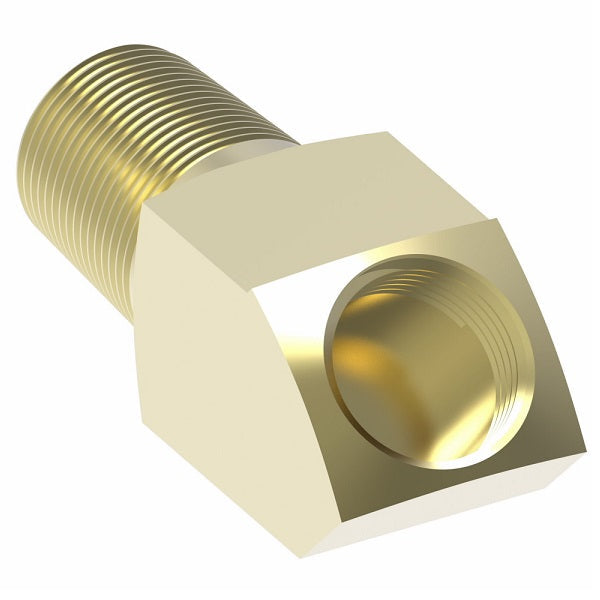 352X3 by Danfoss | Female Inverted Flare/Male Pipe 45° Elbow Adapter | 1/8" Male NPTF x 3/16" Female SAE Inverted Flare | Brass