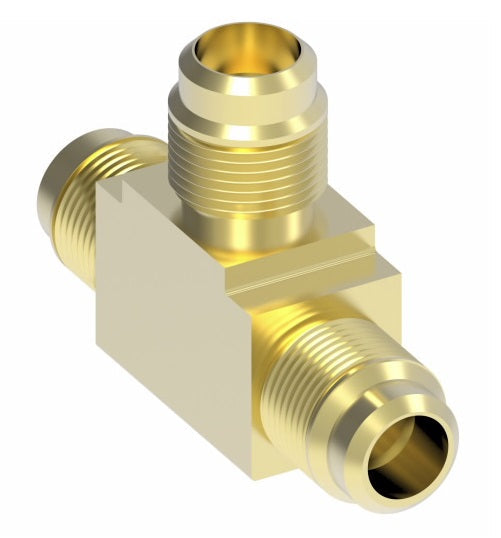 44X4 by Danfoss | SAE 45° Flare Union Tee Adapter | 1/4" Male SAE 45° Flare x 1/4" Male SAE 45° Flare x 1/4" Male SAE 45° Flare | Brass