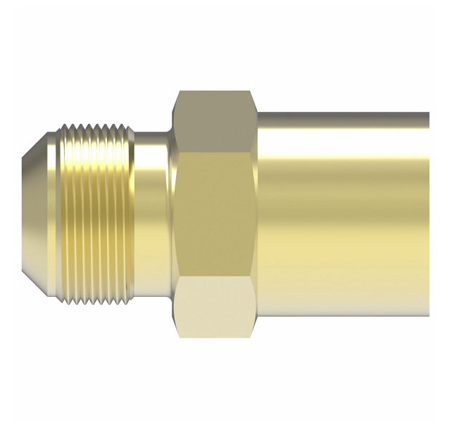 46X4 by Danfoss | Female Pipe/SAE 45° Flare Connector | 1/4" Male SAE 45° Flare x 1/8" Female NPTF | Brass